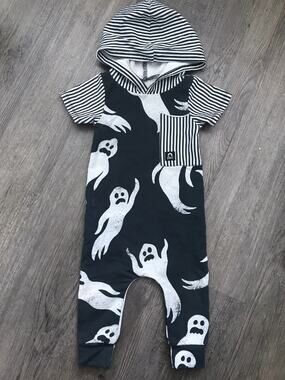 RAGS Ghosts Hooded Romper Size 6-12mo